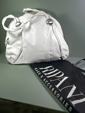 RIPANI Vintage Y2K Italian Winter White Leather Satchel Silver Hardware